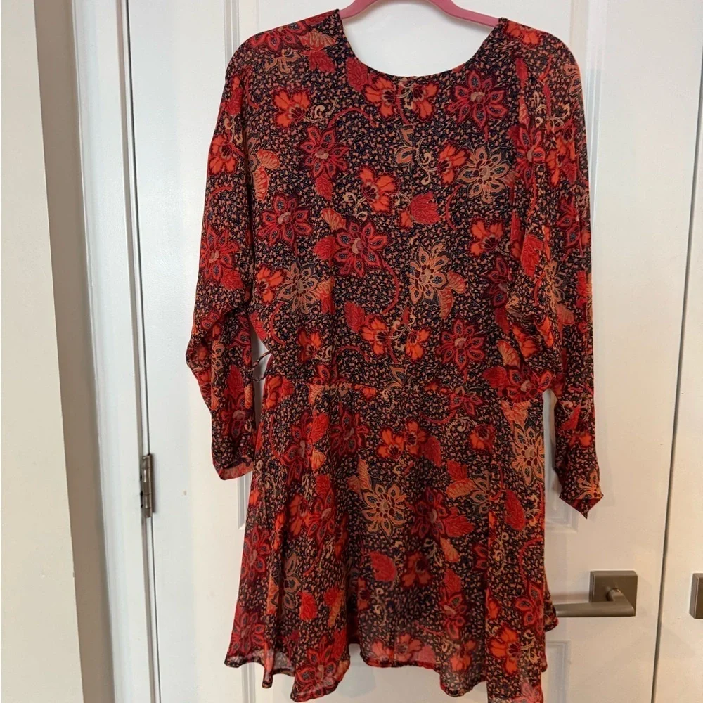 Free People Teegan Floral Bohemian Mini Wrap Dress